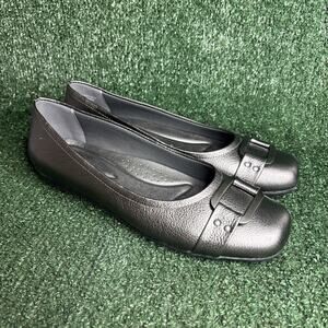 NEW TROTTERS Silver Leather Buckle Toe Slip On Shoes Loafers Flats Size 11 M